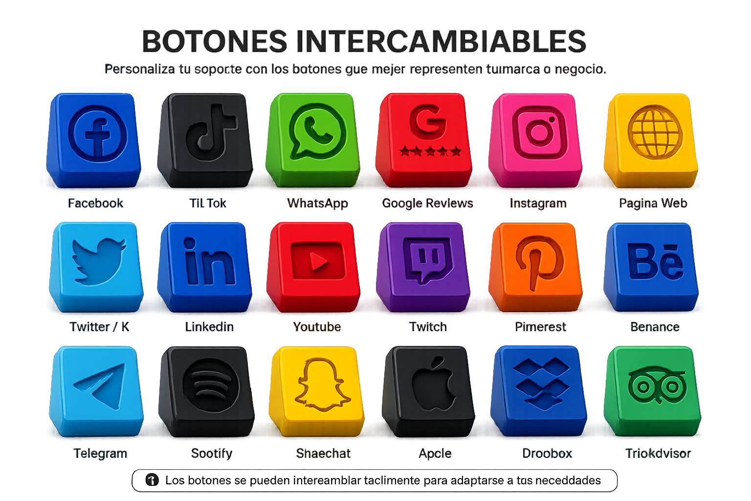 Botones de redes sociales disponibles - Todos los íconos que puedes elegir